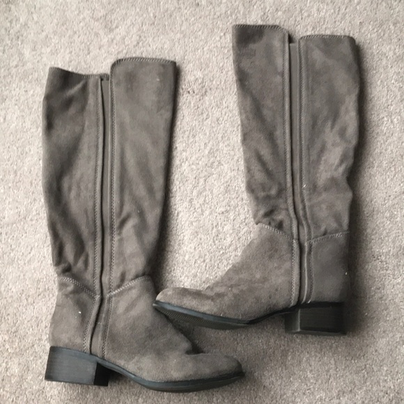 Merona Shoes - Merona Gray Faux Suede Riding Boot